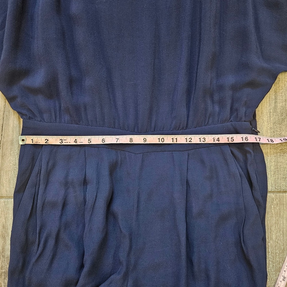 Diane von Furstenberg Dezi Jumpsuit Size 12 Navy Blue Wide Leg Dolman Minimalist - Picture 4 of 13